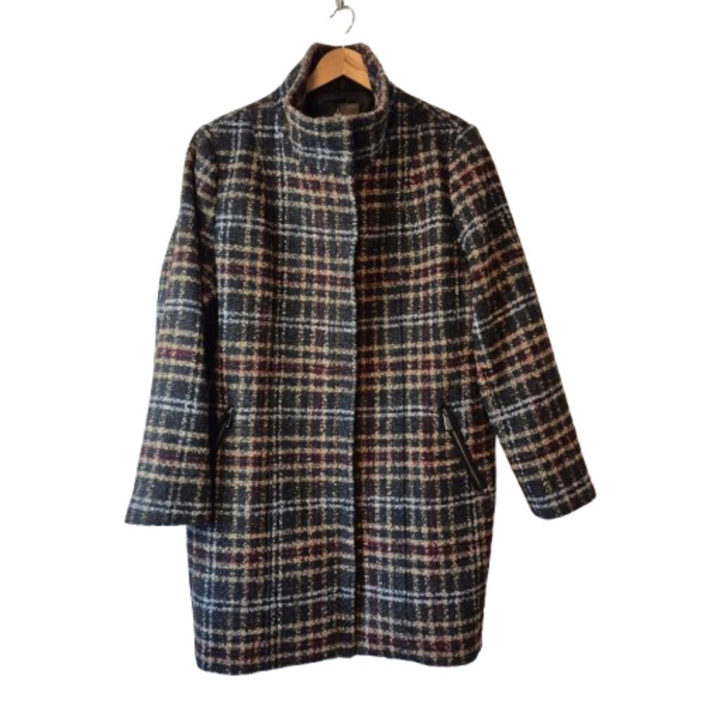 Junge Danmark Wool Blend Plaid Check Winter Coat Size 18